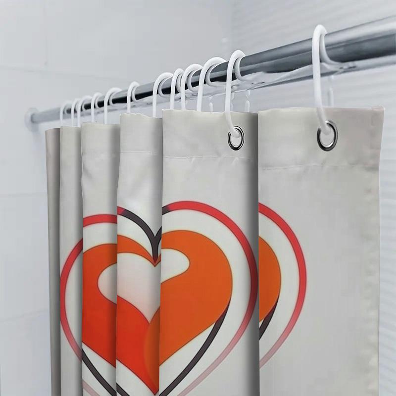 

Bold Red Heart Shower Curtain - Modern Bathroom Decor W60H190(CM)-1 Pcs