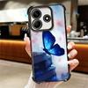 Blue Butterfly Aesthetics Plating Phone Case For Xiaomi Redmi Note 14 15 Pro Plus 13 12 11 11S 11T 10 9S 9 5G Anti-Fall Airabag
