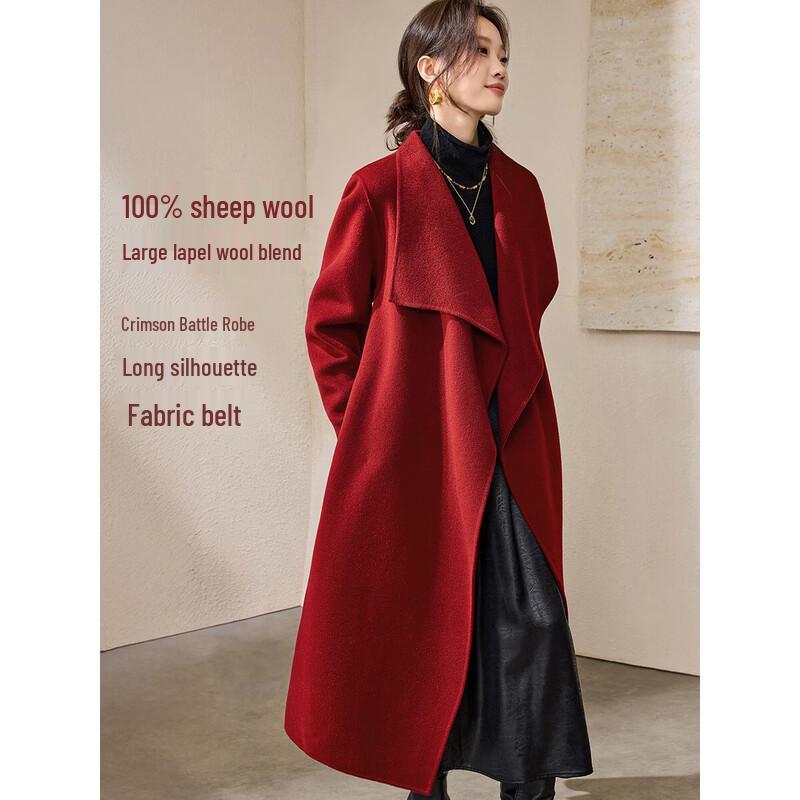 

Mohan Yimei Women s Elegant 100% Wool Double-Faced Lapel Coat M