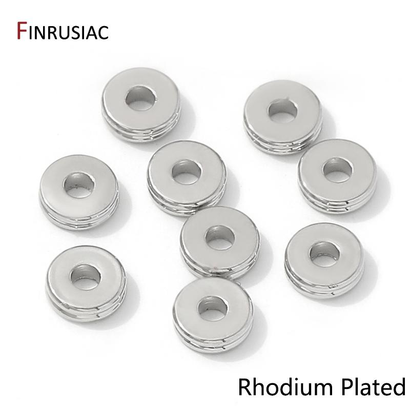 

3/4/5/6/8mm 18K Gold Plated Brass Double Round Flat Spacer Beads,Separator For Beads,DIY Bracelet Jewelry Making Accessories 5mm-20 pieces