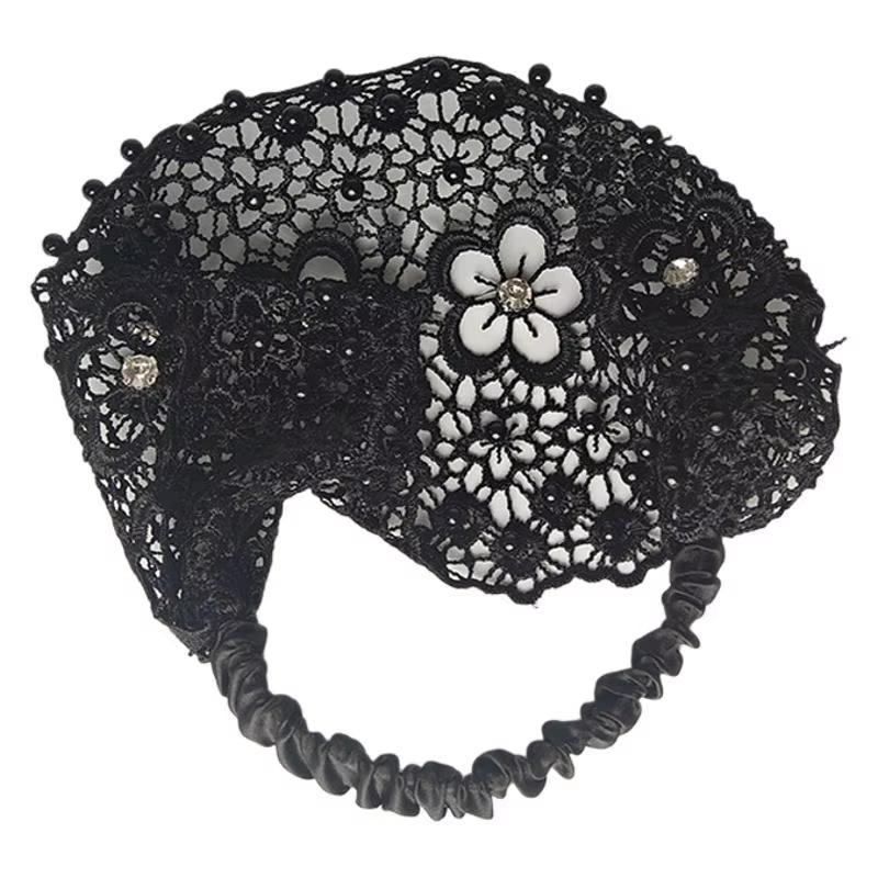 Floral Lace wide-brimmed hair band with beads for women, suitable for cute and casual vintage headbands
