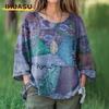 Women's Fashion Casual 3/4 Sleeves O-Neck Blouses & Shirts