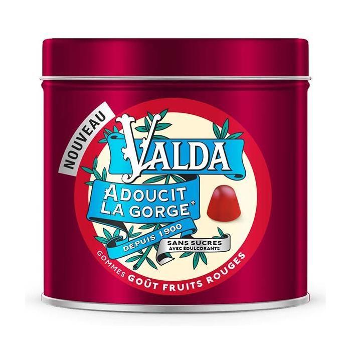 Valda Gommes Sans Sucres Fruits Rouges Adoucit La Gorge 140g