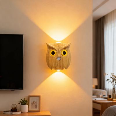 Motion Sensor Owl Night Light USB Rechargeable Up and Down Lighting Magnetic Base LED Nightlight for Bathroom Kid's Room Bedroom