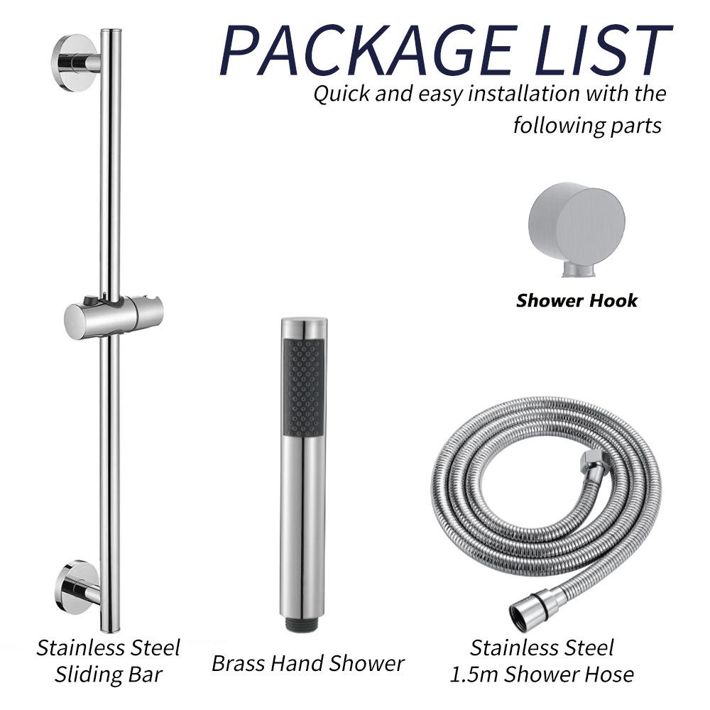 Solid Brass Hand Shower Head Set with Shower Rod and Hose Water Saving Hand Shower