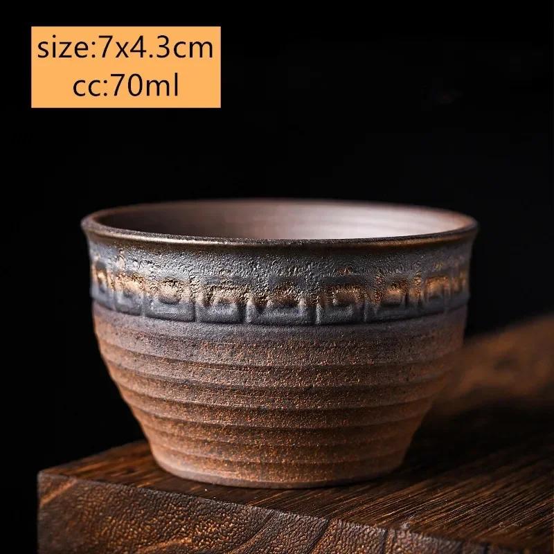 1 Adet Çin Vintage Seramik Çay Fincanı El Yapımı Kaba Seramik Çay Kasesi Ev Tipi Çay Takımı Usta Çay Fincanı Seyahat Kişisel Fincan