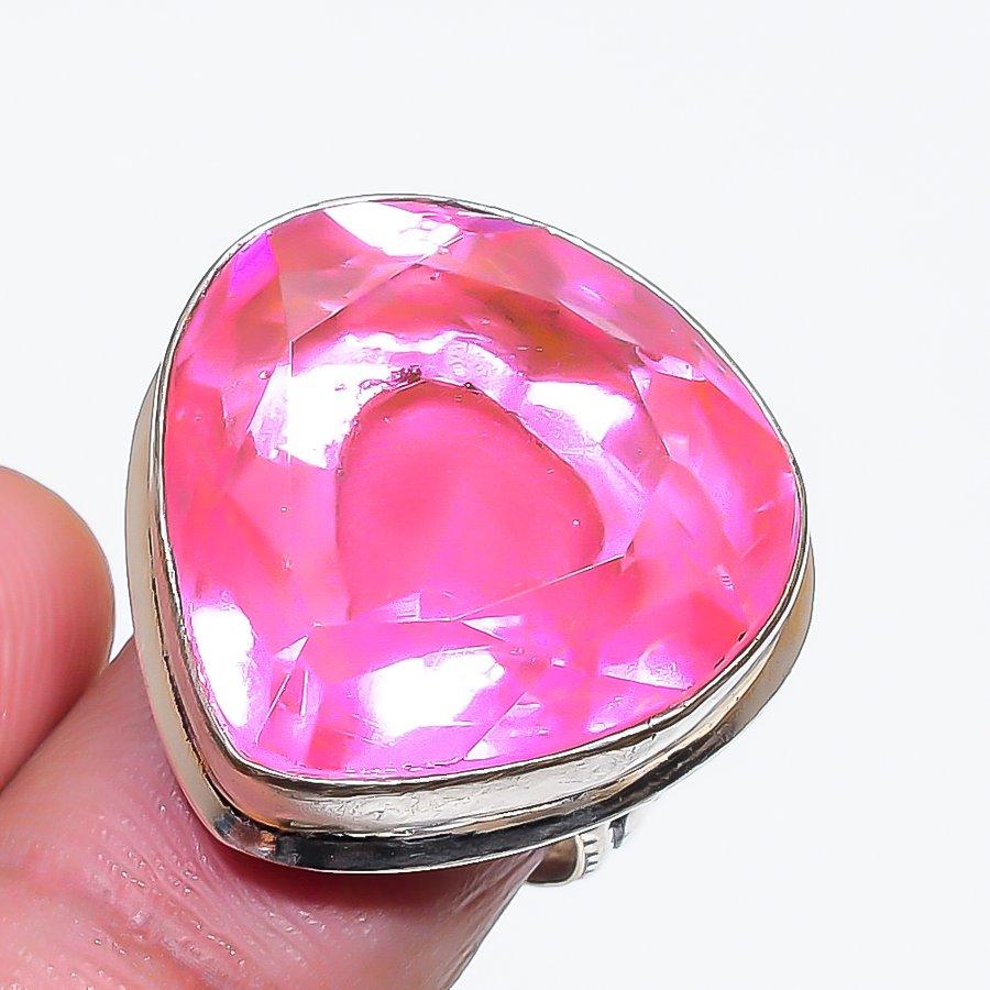 Natural Pink Kunzite Gemstone 925 Sterling Silver Jewelry Ring Size 5.5 AR-18743