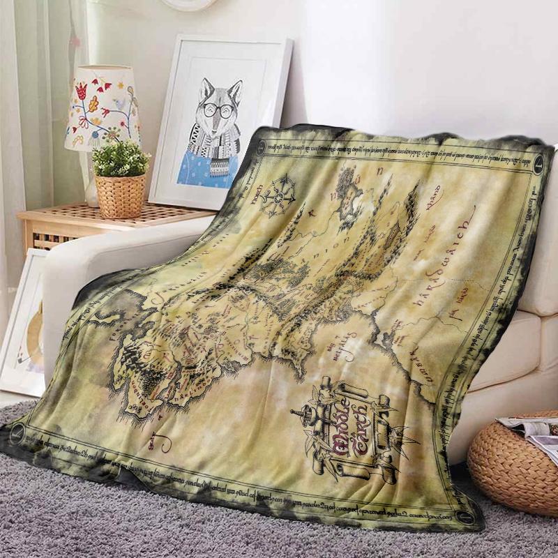 Coperta di Flanella Stampa Mappa TERRA DI MEZZO Coperta Accogliente Morbida Leggera Calda 30x40 pollici 40x50 pollici per Divano Letto