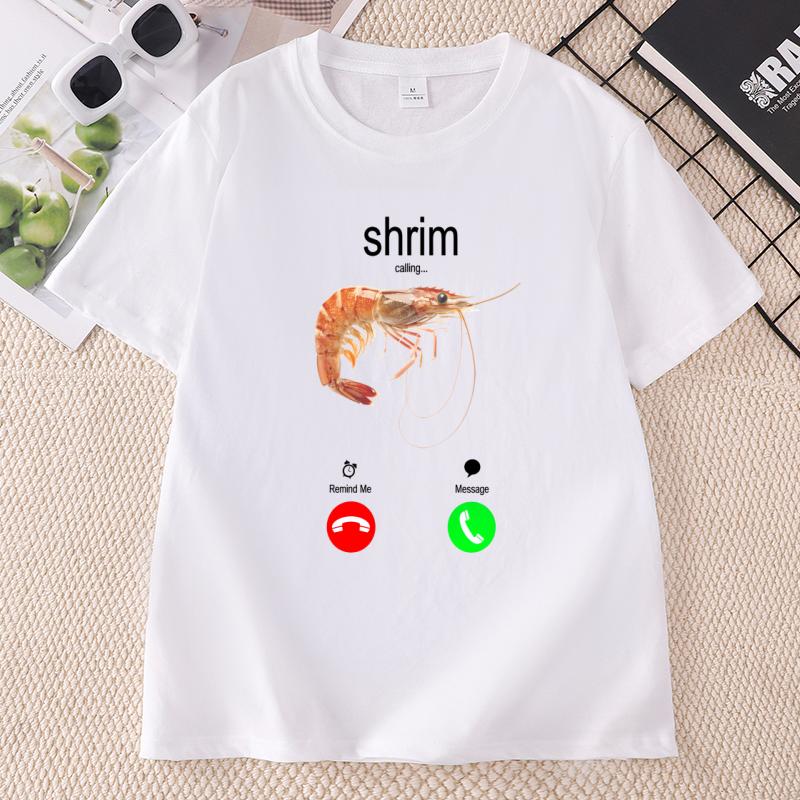 Lustiges Garnelen-Ruf-T-Shirt Sommer Unisex Unisex Humor-T-Shirt Meeresfrüchte-Liebhaber T-Shirt Strand Baumwolle Kurzarm Rundhals T-Shirts