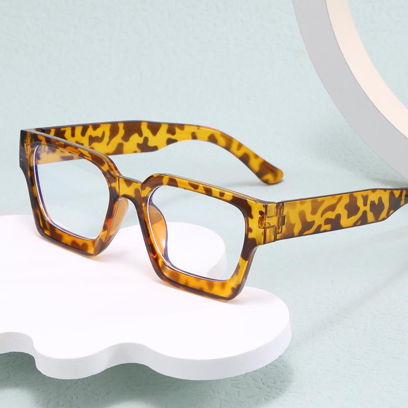 3pcs Vintage Square Frame Decoration Glasses Brand Designer Big Frame Flat Mirror European And American Anti-blue Glasses