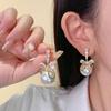 Premium super flash zircon bow New Year's versatile pearl silver needle earrings versatile atmospheric ear jewelry