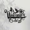 Stainless Steel Welcome Wall Art Floral Hummingbird Decor Outdoor Garden Wedding Gift