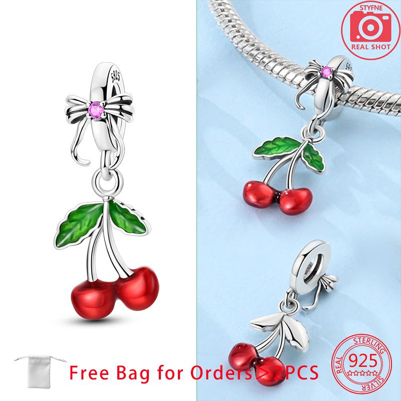 Anniversary Copper Charms Avocado Strawberry Cherry Beads Fit Bracelet Accessories Bead Jewelry Making Jewelry Gift