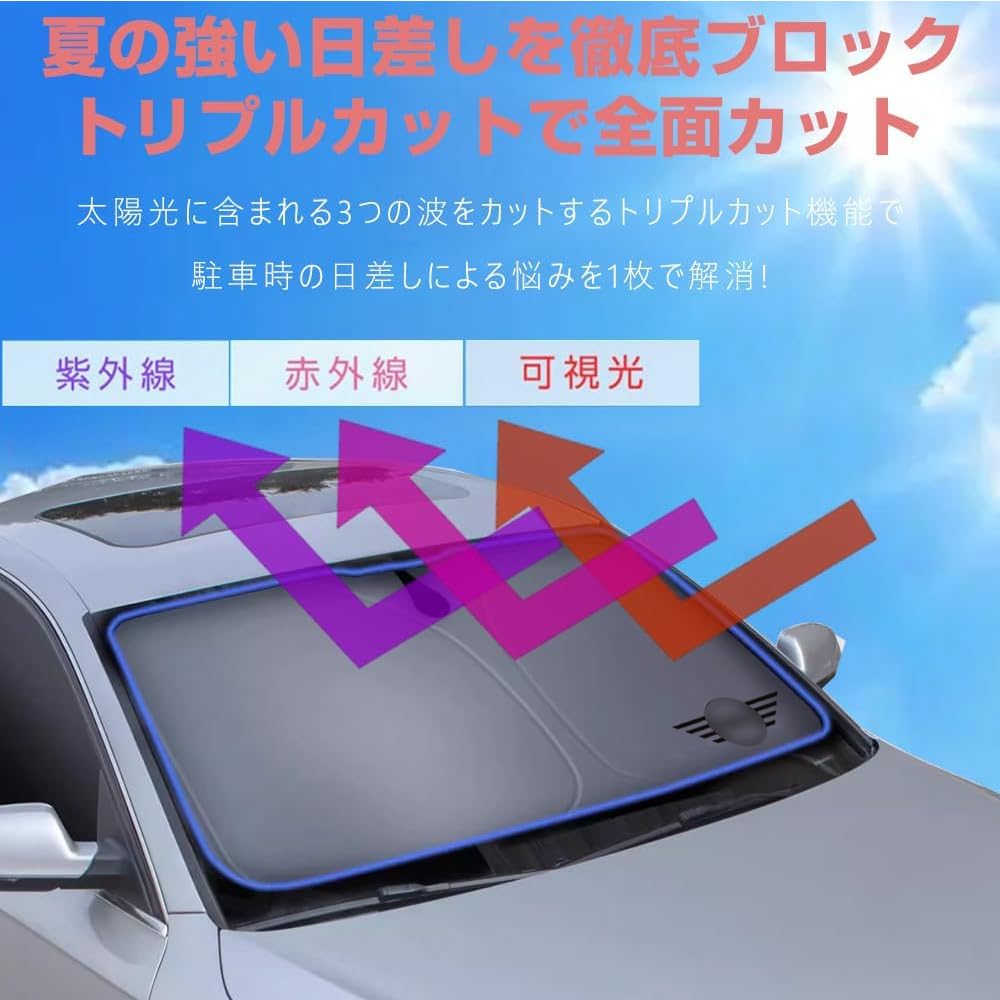 KOKATO Sunshade for Mini Cooper F55/F56 (April 2014 - July 2024) - Custom-Designed for the Front of Your Car. Heat Protection, Sunshade, Light Blockin