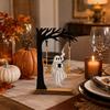 Halloween Table Centerpiece with Swing - Cute Wooden Decorative Sign for Home Decor