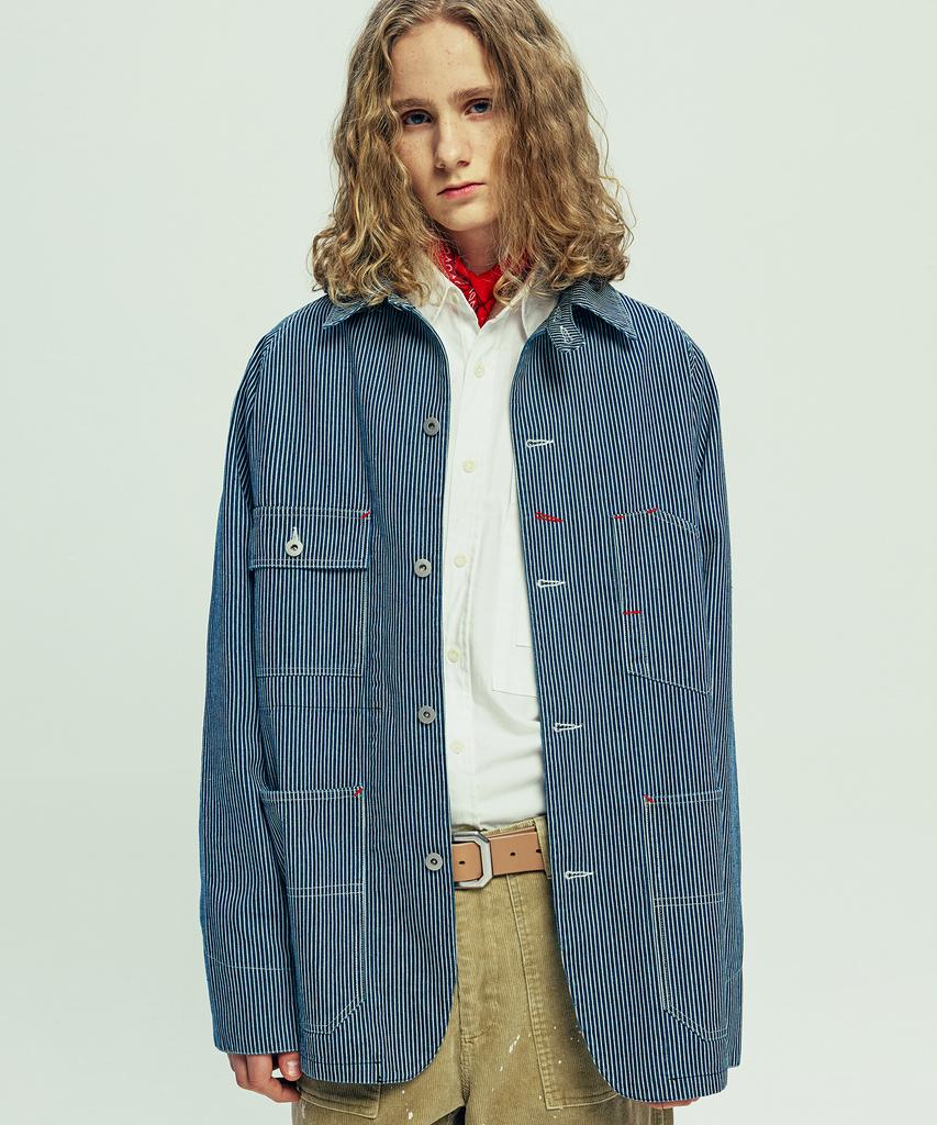 Knd Xau Hickory Chore Jacket Navy Stripe