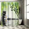 Zen Spa Shower Curtain - Tranquil Stone and Bamboo Design for Relaxing Bathroom Ambiance Waterproof  Durable  Elevate Space