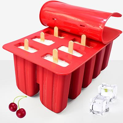 Dessert-Gefrierschrank, 4/10 Mulden, Silikon-Eis am Stiel, Eisform mit Abdeckung, DIY, hausgemachter Lolly-Fruchtsaft-Eiswürfelform