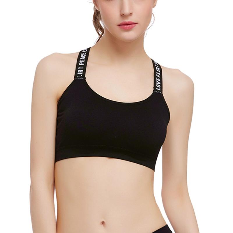 

Женские спортивные бюстгальтеры с буквенным ремнем, топы для йоги, дышащее нижнее белье, женский бюстгальтер, жилет Free Size чёрный