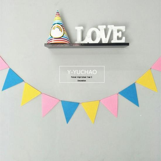 Retro Mori Brown Non-woven Kindergarten Decoration Pennant – Colorful Outdoor Birthday Flag String