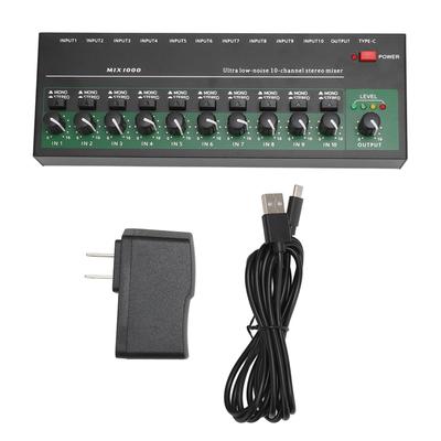 10 Channel Sound Mixer Independent Volume Control Knob Professional Multichannel Sound Processor