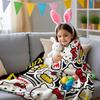 Kawaii Hello Kitty Throw Blanket, Soft Flannel Fleece Blanket for Sofa Bed Kids Girls Room