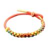 Hand Woven Peach Flower Bracelet Good Luck Charm Bangle Cotton Thread Handchain Traditional Craftsmanship Wristchain