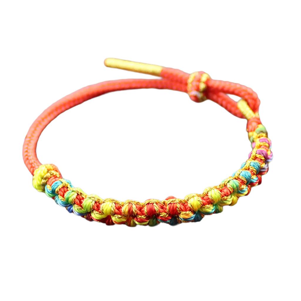 Hand Woven Peach Flower Bracelet Good Luck Charm Bangle Cotton Thread Handchain Traditional Craftsmanship Wristchain