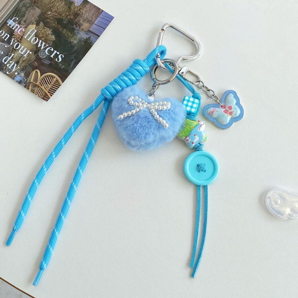 

Handmade Braided Rope Car Keyrings Ins Love Heart Backpack Pendant Luggage Hanging Decoration синий