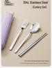 304 Stainless Steel Travel Cutlery Set: Portable Chopsticks & Spoon for Students and Office Workers, Dopamine Design, 3-Piece Set
