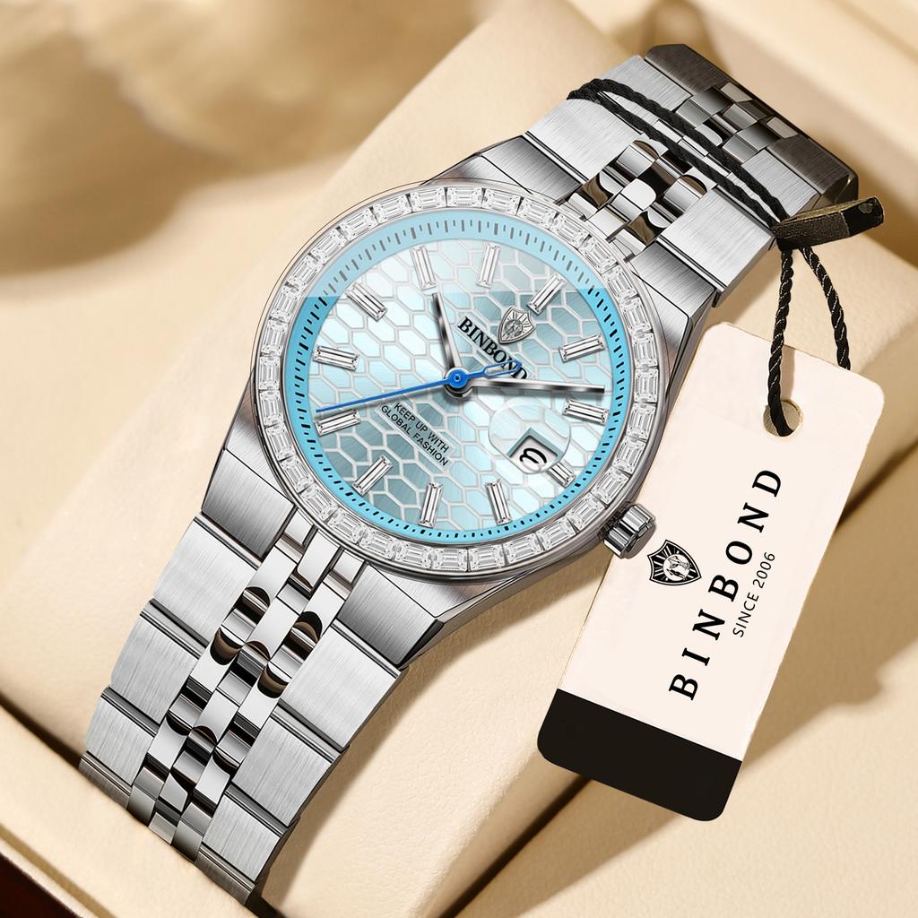 Ladies Casual Quartz Wristwatch Accurate Luxury Waterproof Steel Strap Auto Date Fashion Watch for Women