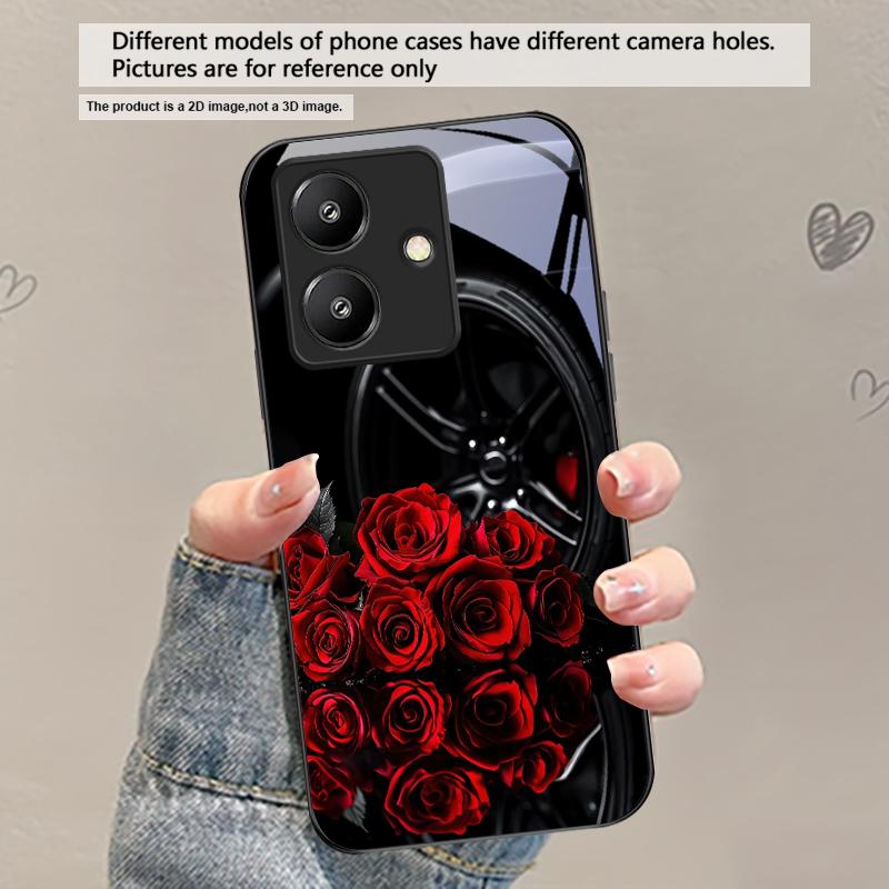Small pebble flowers For Redmi Note 14 Pro+ 13 Pro 8 9 9S 12S 10 Pro 11 12 13C 14C A3 12 13 K60 Ultra Black Glass Phone Case