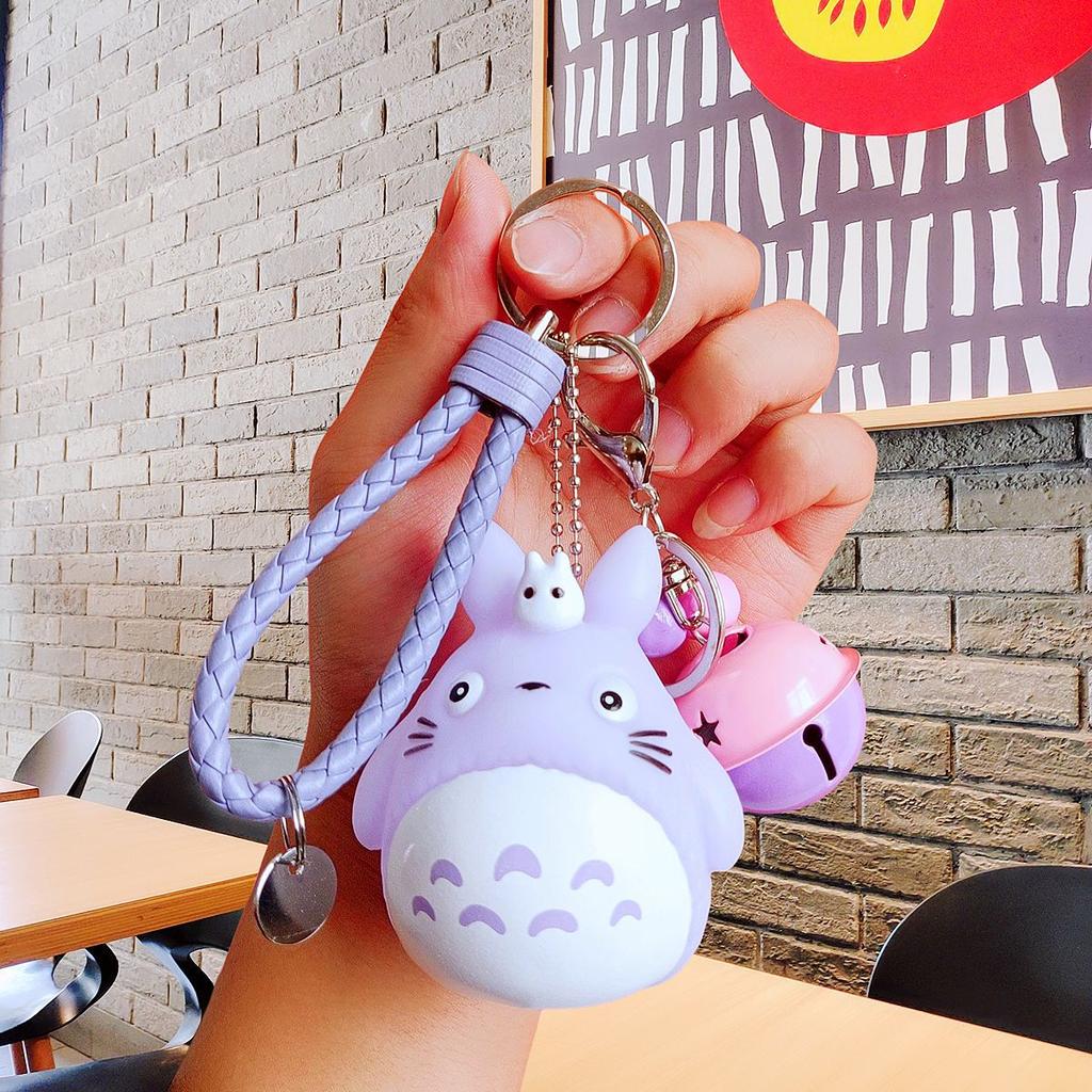 Simpatico portachiavi con animali Totoro in pelliccia, portachiavi da uomo o da donna, portachiavi da donna, portachiavi in metallo, borsa per auto, ciondolo con ciondolo