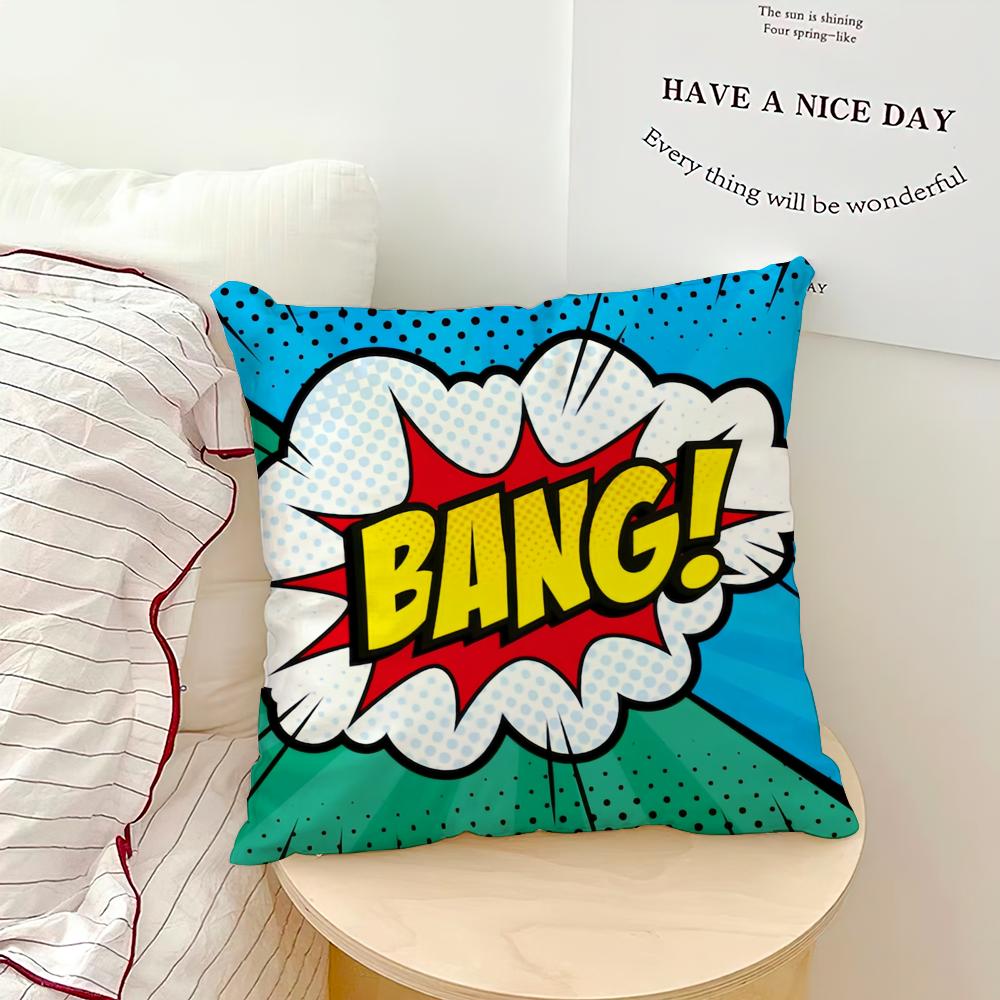 Art Pop BANG WOW BOOM POW cushion cover Pillow Cover Home Sofa living Decoration Room  Office Car Nordic Simplicity