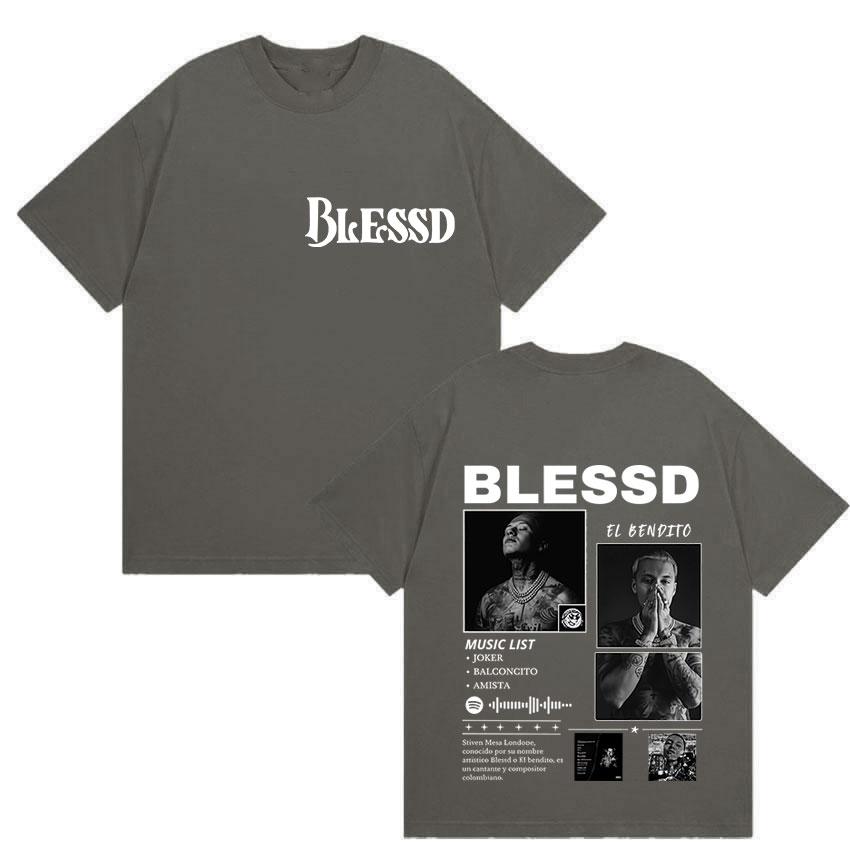 

Rap Singer Blessing Bendecido Tour 2025 Summer Mens Womens Fashion Pop Music Hip Hop Gothic Pure Cotton Short Sleeved Tshirt 4XL