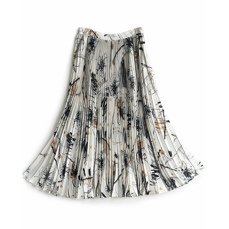 

Женская юбка в складку с принтом чернилами в стиле фэн-шуй L