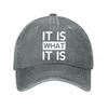 It Is What It Is Black Casual Snapback Hat  New Vintage Washed Cotton Baseball Cap Parent Kids Sun Hats