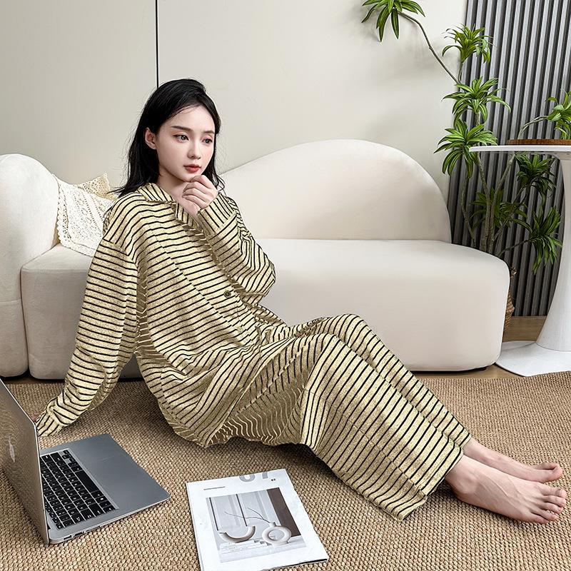 Herbst Übergröße Extragroß Bequem Re Baumwolle Damen Schlafanzug für Spaziergänge im Freien