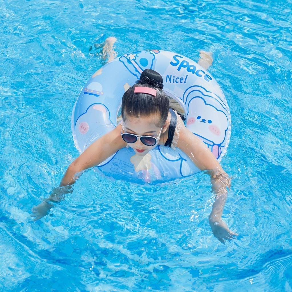 Childrens Cartoon Teddy Bear And Rabbit Glitter Inflatable Swimming Ring