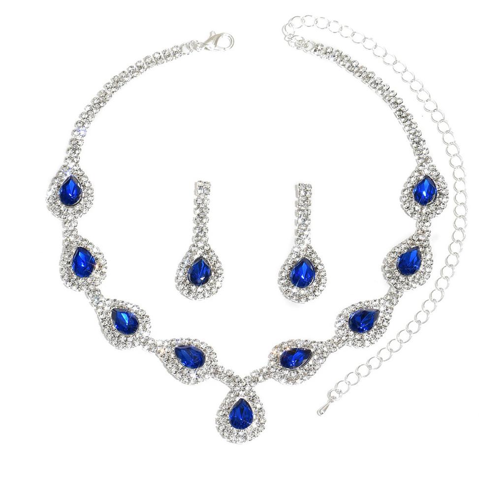 Popüler Takı, Su Damlası Seti, Kolye Küpe, İki Parça Set, Çok Yönlü, Gelin Düğün Takısı.