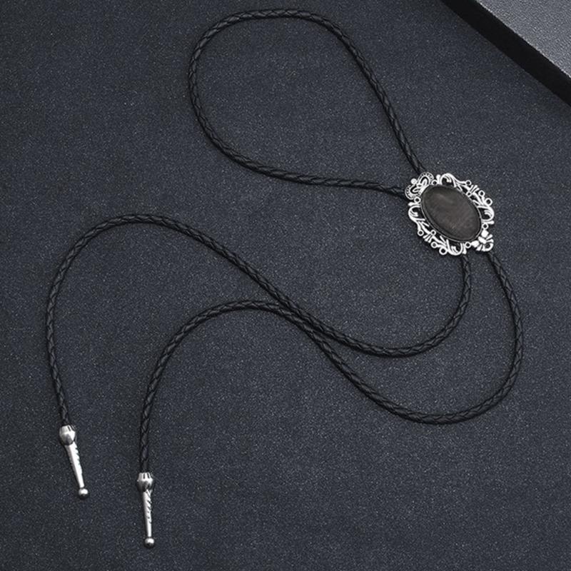 1pc/3PCS Bolo Tie for Male Western Cowboy Style Necktie with Gemstones Buckle Ornaments Masquerades Costume Supply