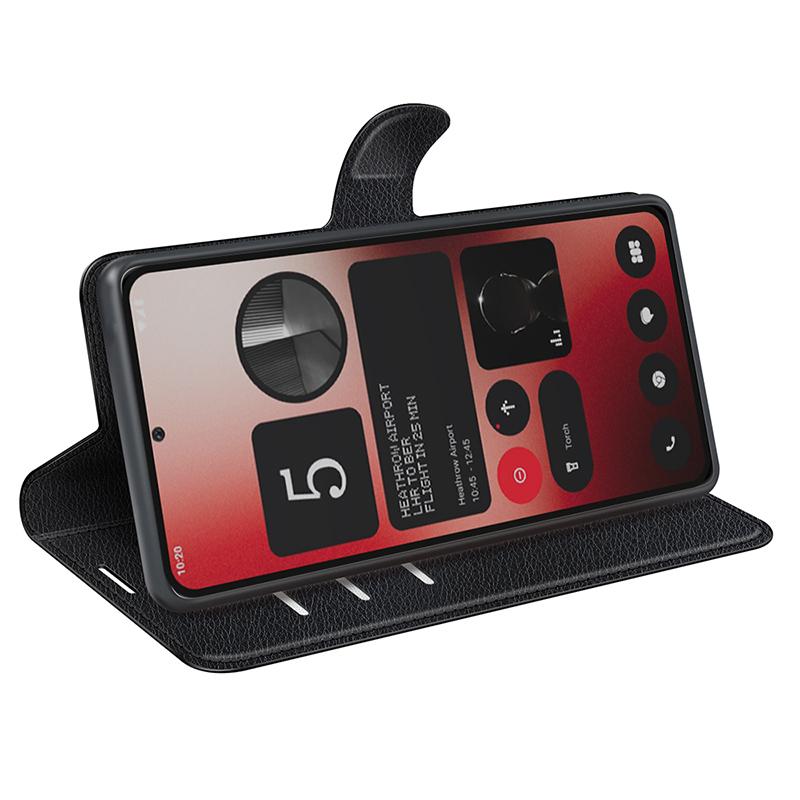 For Nothing Phone (2a) Plus/Phone (2a) Case Litchi Texture Leather Folio Stand Card Holder Phone Cover