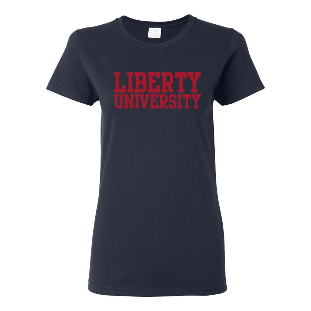 Liberty University Flames Basic Block Womens Shirt - Navy