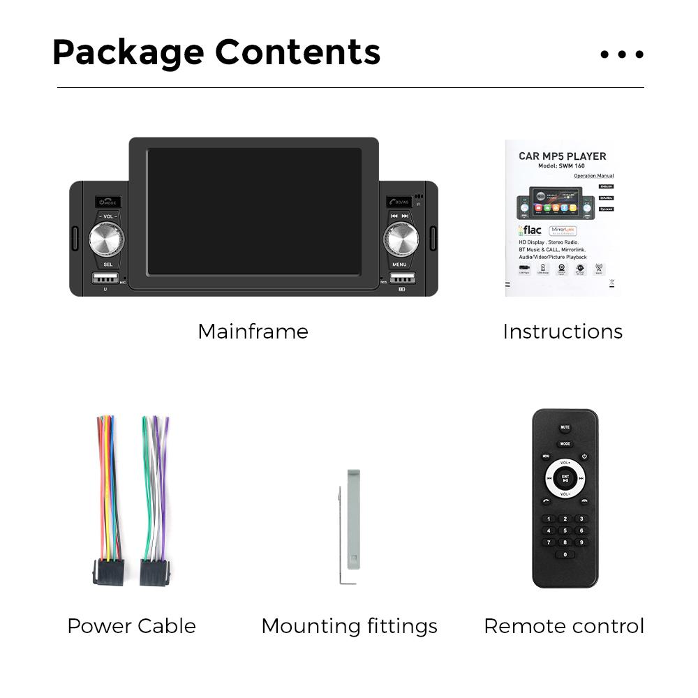 1Din 5inch Touch Screen Car Radio Multimedia Player Carplay Android Auto Display Navigation Mirrorlink  MP5 Rear View Camera