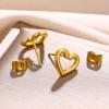 Vintage Heart Stainless Steel Earrings for Women Retro Gold Plated Waterproof Stud Earring Cute Piercing Ear Jewelry Gifts Bff