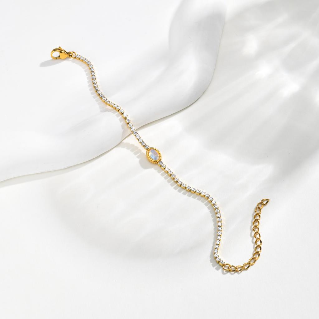 Wind Stainless Steel Zircon Chain Bracelet, High-End Luxury Women'S Jewelry Br-2740