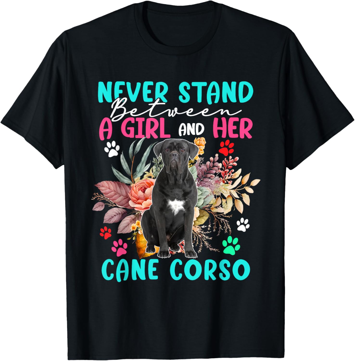 

Never Stand Between A Cane Corso Floral Dog T-Shirt Trend T Shirt Women - Men s Summer Cotton Graphic Tee 5XL різнокольоровий