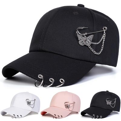 Butterfly Chain Pin Baseball Cap Fashionable and Cute Women's Hat Outdoor Leisure Travel Hats Sun Caps