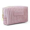 Striped Quilted Velvet Cosmetic Clutch Toiletry Bag - Autumn/Winter Edition