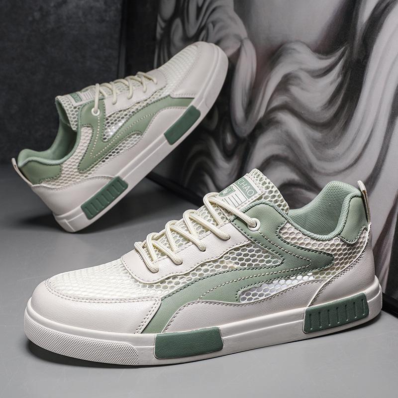 Summer breathable thin mesh hollow mesh sports leisure lightweight large size small white board shoes mesh shoes
